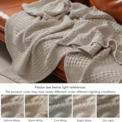 PHF Lightweight 100% Cotton Waffle Blanket for Bed, King, Pearl Gray - Image 6