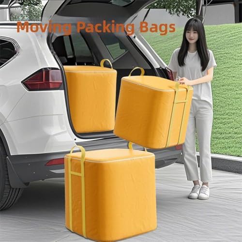 180/240/260/350L Extra Large Clothes Storage Bags,Moving Bags with Reinforced Handles Zippers Folding Storage and Organization Bag for Clothing Comforters Bedding(Yellow:350L-60x75x80cm) - Image 2