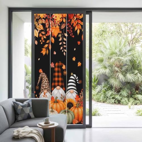 Window Privacy Film Frosted, Thanksgiving Gnomes Non-Adhesive Static Cling Window Tint, Fall Pumpkin Maple Leaves Black Insulated Windows Frosted Films for Living Room, 35.4 x 78.7 Inches - Image 2