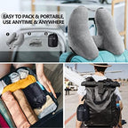 Sunany Travel Neck Pillow for Airplane Pillow Comfortably Supports Head, Neck and Chin, Inflatable Travel Pillow with Soft Velour Cover and Portable Drawstring Bag (Dark Black, H-Shape) - Image 6