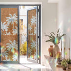 Burnt Orange Palm Trees Window Privacy Film Rainbow Static Cling Stain Glass Window Film for Glass Door, Heat Blocking Sunroof Decal Sticker for Car 29.5"x118" Farmhouse Tropical Summer Beach - Image 3