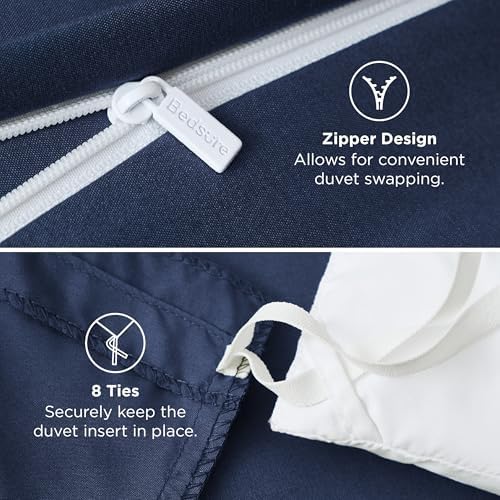 Bedsure Duvet Cover King Size, 1Pc Soft Double Brushed Bedding, Navy Blue - Image 5