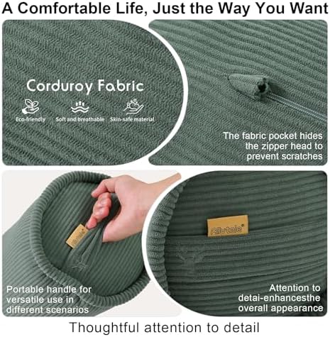 Corduroy Body Pillow, Round Bolster Cylinder Pillow for Adults, Soft Long Support Pillow for Bed & Sofa, Removable Washable Cover,59 x 7.87 Inches,Peacock Blue - Image 4