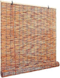 Bamboo Blinds for Indoor Windows, Reed Roller Shades, Cordless Privacy Blind Screen for Door Patio, Natural Protective Curtains, Light Filtering Roman Shades Style, Cocoa(26" W X 24" H) by Unknown