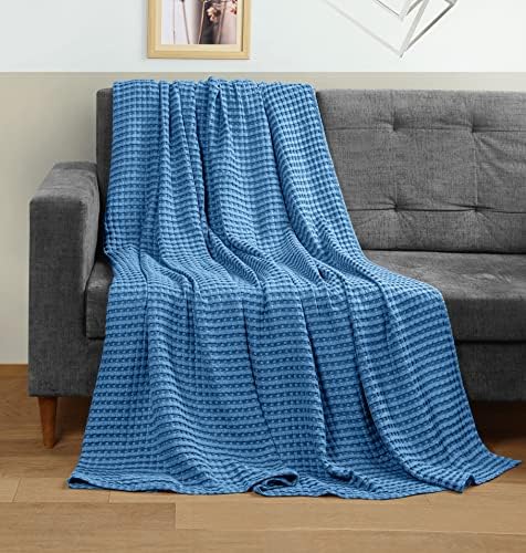 Utopia Bedding 100% Cotton Waffle Blanket Queen Size Wedgewood, 90x90 Inch - Image 4