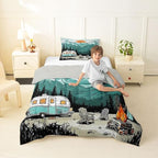 Erosebridal RV Camper Toddler Bed Set, Rustic Camping Themed Kids Bedding Sets for Girls Boys, Mountain Cabin Forest Comforter Set, Outdoor Travel Trailer Bedroom Decor (2 Piece) - Image 2