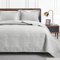 Love's cabin Twin Quilt Bedding Set Light Grey Bedspreads - Soft Bed Summer Lightweight Bedspread Comforter - Coin Pattern Bedding Coverlet for All Season - 2 Pieces (1 Quilt, 1 Pillow Sham) by Lovescabin