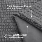 Seersucker Dark Grey Twin XL Comforter Set, 5-Piece Bed in a Bag - Image 5