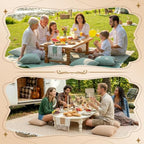 RYCHIC Extra Large Outdoor Picnic Blanket Folding Table Runner 10 Pillows Covers Set Up Match Portable Low Table Beach Party Decoration Kit Boho Decor Outdoor Rv Accessories Family Picnic Essentials - Image 5