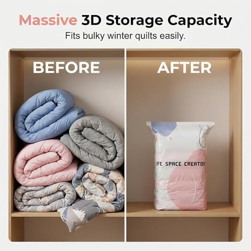 No-Pump Vacuum Storage Bags 2026 Cube Compression Space Saver Bags - Upgrade Large Storage Compression Bags No-Pump 3D Vacuum Storage Bags for Clothes, Comforters, Blankets (19 * 27in-5ps) - Image 3