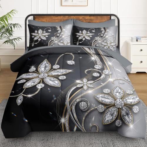 WeCozy Twin Comforter Set with Sheets, 5 Pieces Diamond Crystal Bedding - Image 2