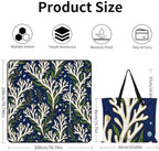 Foldable Zipper Picnic Blankets Leaf Pattern Green Blue 78.7"x78.7" - Image 3