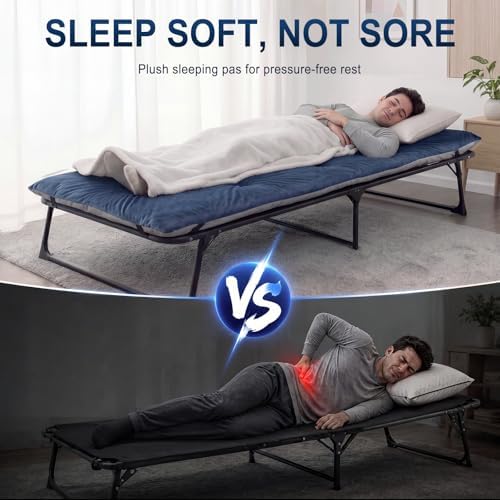 SWTMERRY Cot Mattress Topper - Quilted Cot Pads for Camping, Soft Comfortable Sleeping Cot Mattress Pad Only, Camping Pad 75"x28" for Camp Cot/Rv Bunk/Narrow Twin Bed - Image 5