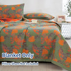 100% Cotton Muslin Blanket Jacquard Ginkgo Leaf Floral Quilt, Soft Bed Cover 3 Layers Lightweight Breathable Gauzy Reversible Bedspread Coverlet Bedding Twin(59"x94"), No Pillow Sham - Image 2