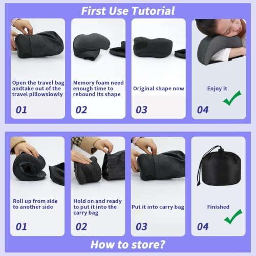 3-in-1 Memory Foam Travel Neck Pillow – Adjustable, Machine Washable & Portable for Airplane, Car, Office – Converts to Scarf & Eye Mask – Ultimate Neck Support for Long Flights - Image 6