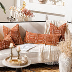BlissBlush Boho Lumbar Throw Pillow Cover 14X36, Brick Red Decorative Long Accent Body Lumbar Pillow for Bed, Farmhouse Woven Soft Chenille Textured Lumbar Pillowcase for Couch (Cover ONLY) - Image 4