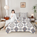 Erosebridal Mexican Talavera Tile Toddler Bedding Set,Mexico Style Tiles Comforter Set for Kids,Retro Vintage Floral Duvet Insert,Ethnic Geometric Bedroom Decor with 1 Pillowcase by Erosebridal