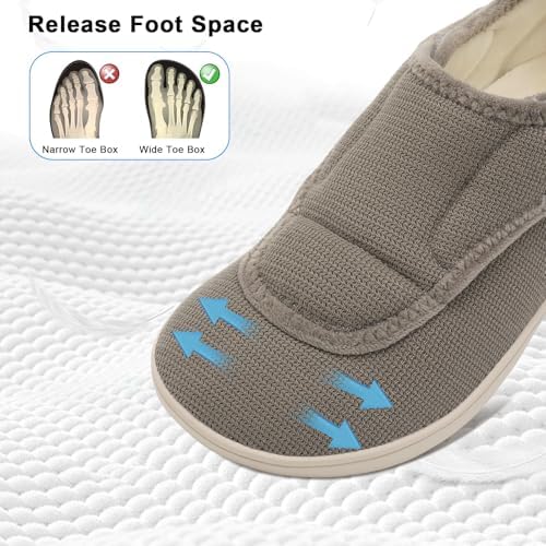 Scurtain Mens House Slippers Comfortable Wide Diabetic Orthopedic Shoes - Image 4