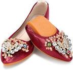 KUNWFNIX Women Ballet Flats Rhinestone Wedding Ballerina Shoes Foldable Sparkly Comfort Slip on Flat Shoes by KUNWFNIX