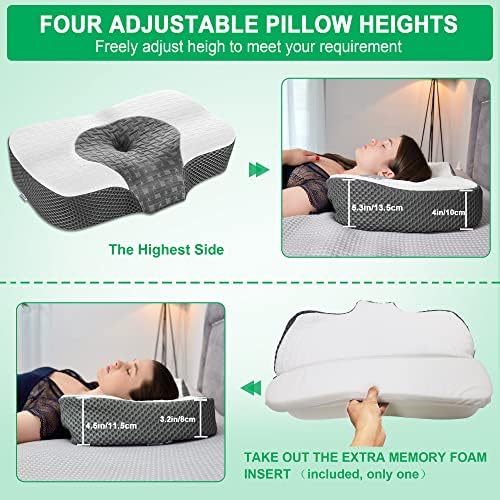 Elviros Cervical Memory Foam Neck Pillow for Pain Relief Side Sleeping - Image 3