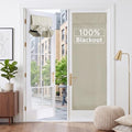 RYB HOME 2 Panels 100% Blackout French Door Curtains Set of 2 - W26 x L69, Natural - No Drill Door Window Curtains Thermal Insulated Privacy Assured Shades for Front Entrance by RYBHOME
