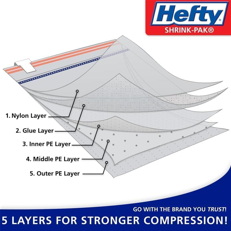Hefty Shrink-Pak Mattress Bags for Moving – Full/Queen Size | Heavy Duty & Water Resistant Vacuum Compression Mattress Bag, Storage Protection Mattress Cover for Moving - Image 4