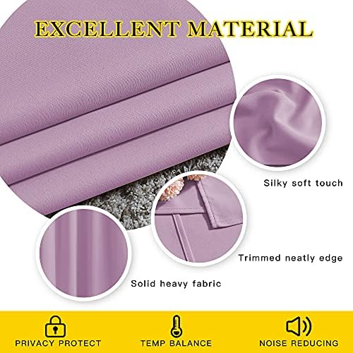 NICETOWN Room Darkening Patio Sliding Door Curtains 84 inch Length, Grommet Divider Thermal Insulated Curtain Drapes for French Door/Living Room (Lilac, W100 x L84, 1 Panel) - Image 3