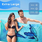 Genovega 2 Packs Microfiber Oversized Lightweight Thin Beach Towel Sandproof Compact Quick Dry Clearance Towels Extra Large Sand Free Travel Essentials Accessories Women Gift Blue Glaxy Blue Turtles - Image 3