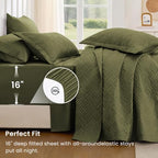 Love's cabin King Quilts Bedspreads, 7 Pieces Bed in a Bag, Olive Green - Image 4