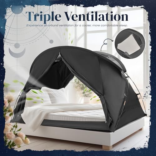 uniHimal Bed Tent Canopy, Twin, Blackout Portable Sleep Tent - Image 3