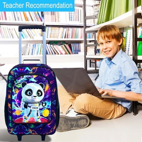 Kids Luggage for Boys 18", Carry on Suitcase with Wheels Panda Black - Image 7