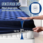MEELUS Waterproof Queen Mattress Protector, Fitted Deep Pocket 8"-21",Blue - Image 5