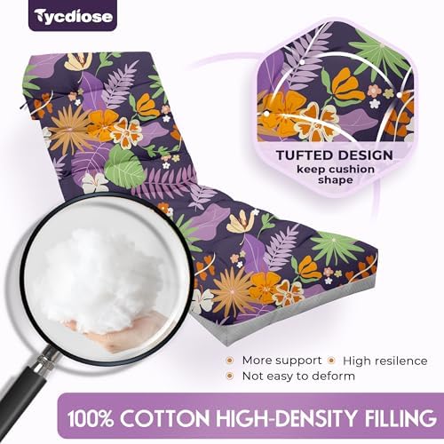 Outdoor Chaise Lounge Chair Cushion, 71 x 22 x 4.7 Inches Waterproof Chaise Lounge Cushions Thickened for Outdoor Furniture, Non-Slip Patio Lounge Chair Cushions, Purple Floral Leaf - Image 4
