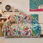 Boho Throw Blanket, 100% Soft Cotton Floral Quilt, King 90"x 98" - Image 2