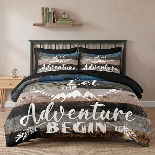 WeCozy King Comforter Set with Sheets, 7 Pieces Adventure Camp Bedding by WeCozyHomeDecor