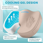 Gel Seat Cushion, Cooling Memory Foam Cushion for Office Chair, Khaki - Image 2