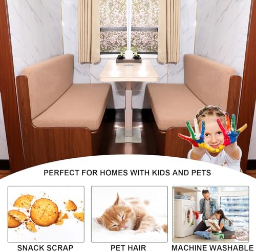 CRFATOP RV Dinette Cushion Covers Soft 4pc Camper Booth Seat Slipcover,20 - Image 3