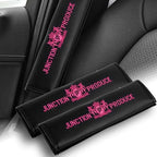 W-POWER 4PCS Junction Produce JDM Car Neck Pillow Headrest + JP VIP Embroidery Car Seat Belt Cover Set (Pink) - Image 5