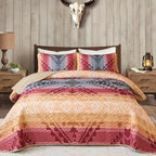 Dintszyayue Bohemian Quilt Set King, 3 Pcs Red Aztec Parttern Bedspread - Image 5