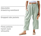 TARSE Womens Linen Wide Leg Striped Pants Casual Barrel Palazzo Harem Pants - Image 4