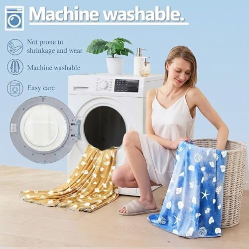 Cooling Blanket Queen Size (90"x90"), Double Sided Ice Cold Blanket for Hot Sleepers, Transfer Heat to Keep Cool, Soft Lightweight for Night Sweats, Bed & Couch, Ocean Design - Image 4