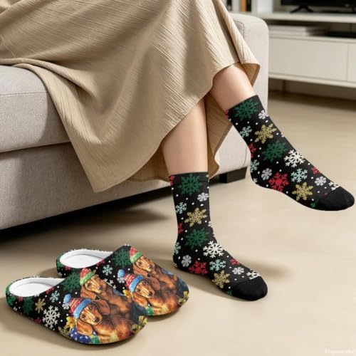 Fuzzy Slipper and Socks Set for Women Silent Sole Fuzzy Slipper - Image 4