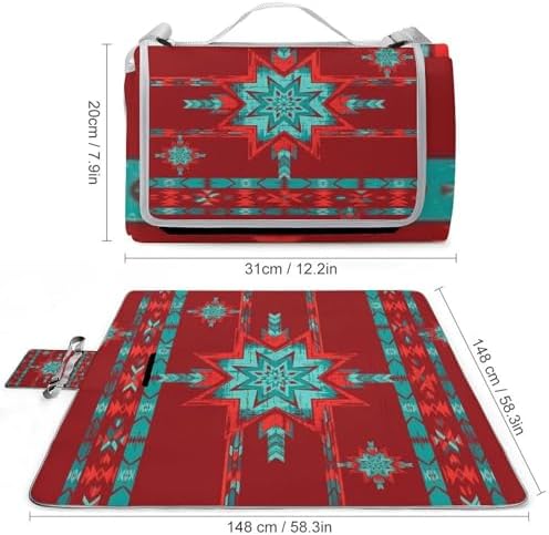 Foldable Sandproof Picnic Mat Red Western Southwest Mesas Family Waterproof Picnic Blanket Lightweight Beach Rug for Beach Camping - Image 2