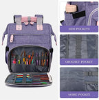 LTINVECK Knitting Bag Backpack,Yarn Storage Organizer Travel Crochet Bag,Large Capacity Tote Bag Yarn Holder Case for Carrying Projects, Knitting Needles, Crochet Hooks,Purple - Image 4
