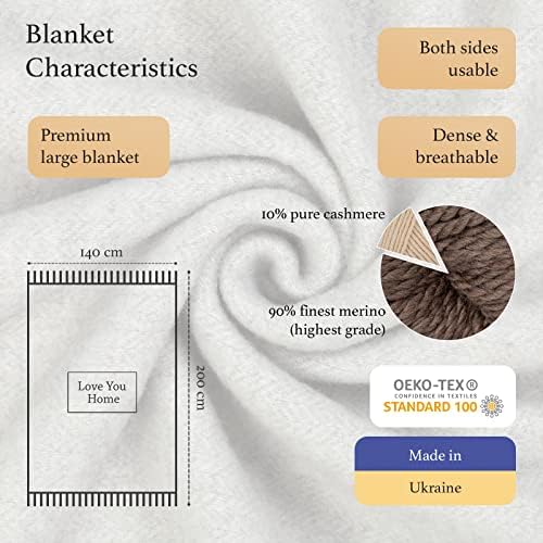 LYHome Cashmere & Merino Wool Blanket, Soft Throw for Bed & Couch, 55x79 in - Image 2