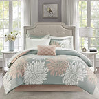 Madison Park Essentials King Comforter Set Bed in a Bag Blush/Grey 9PC by MADISONPARK