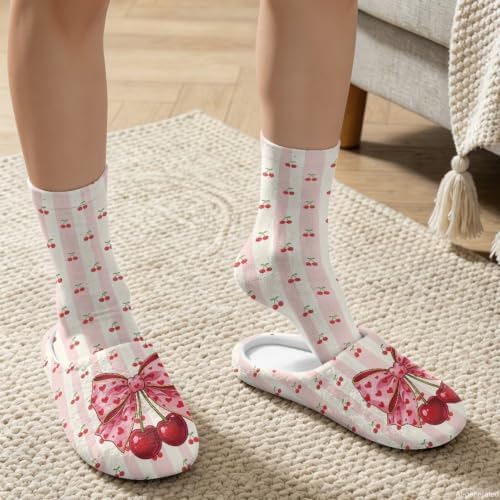 Fuzzy Slipper with Socks for Women Slip On House Slipper and Socks Set Cozy Fuzzy Slippers for Indoor - Image 3
