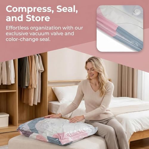 No-Pump Vacuum Storage Bags, Reusable Heavy-Duty Jumbo Vacuum Storage Bags for Bedding, Press & Seal, Vacuum Storage Vubes for Travel Home Organization (2pcs s+2pcs l) - Image 6