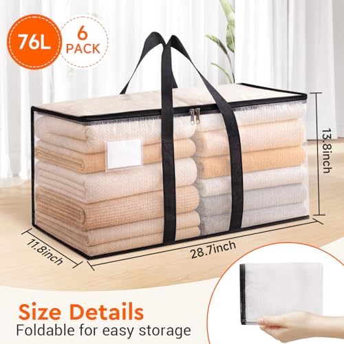 BlissTotes Moving Bags, 76L 6-Pack Storage Bags, Moving Boxes - Image 2