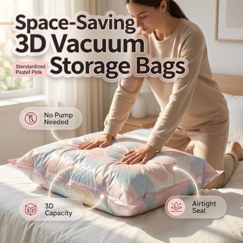 No-Pump Vacuum Storage Bags, Upgraded 3D Vacuum Storage Bags, Portable Large Clothes Compression Bags for Household Use, Convenient Cube Storage Bag for Clothes, Comforters, Blankets (5, 31.5*39.4in) - Image 2